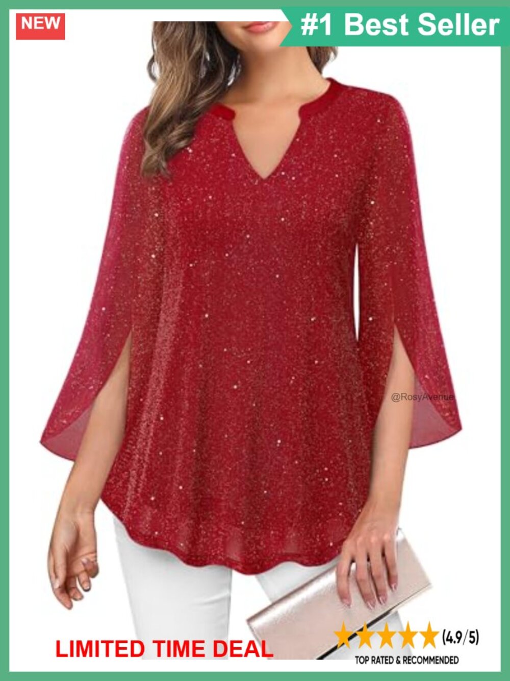 Women's 3/4 Sleeve Floral Tunic V Neck Mesh Blouse